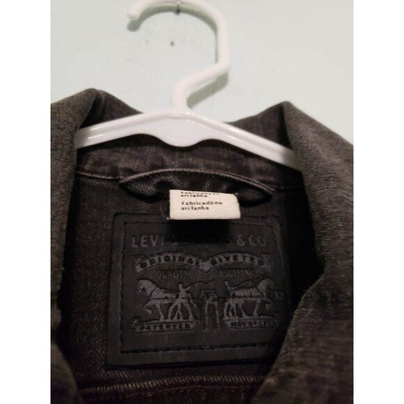 Levi Strauss Juniors XS Denim Jacket Black Charcoal Button Front Cropped Stretch - Picture 5 of 6